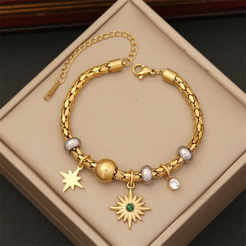 316L Stainless Steel New The Most Fashionable Fine Jewelry 7 Different Styles Multiple Elements Charm Chain Bracelets For Women