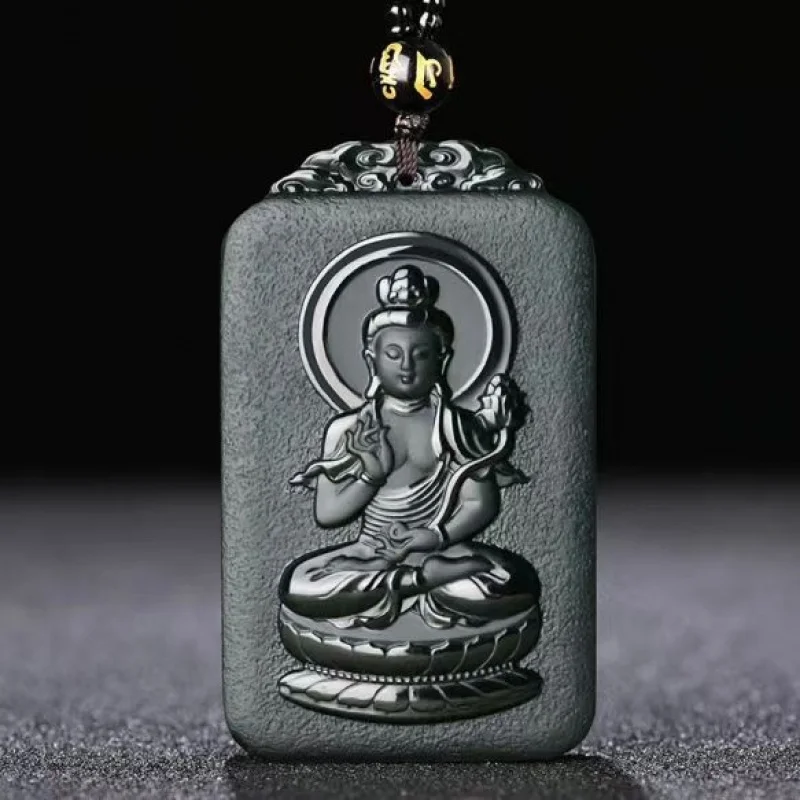 

Hetian Green Guardian Deity Necklace Pendant Men and Women, Jade Zodiac Buddha Accessories