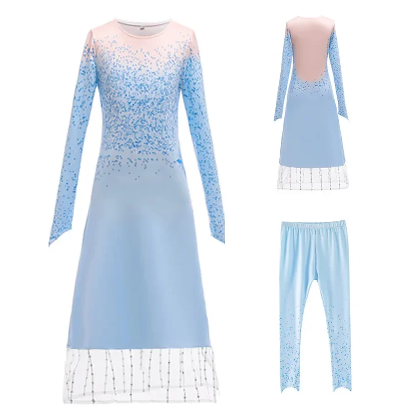 Frozen 2 Elsa Princess Dress Cosplay Movie Same Role Playing Dress Halloween Cosplay Performance Clothes Kids Girls Dress