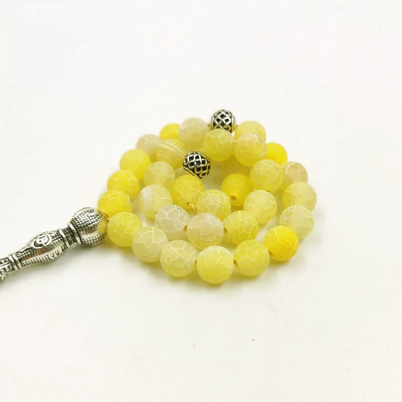 Tasbih Natural yellow agate stone muslim prayer beads bracelet islamic fashion accessories ramadan eid gift on hand