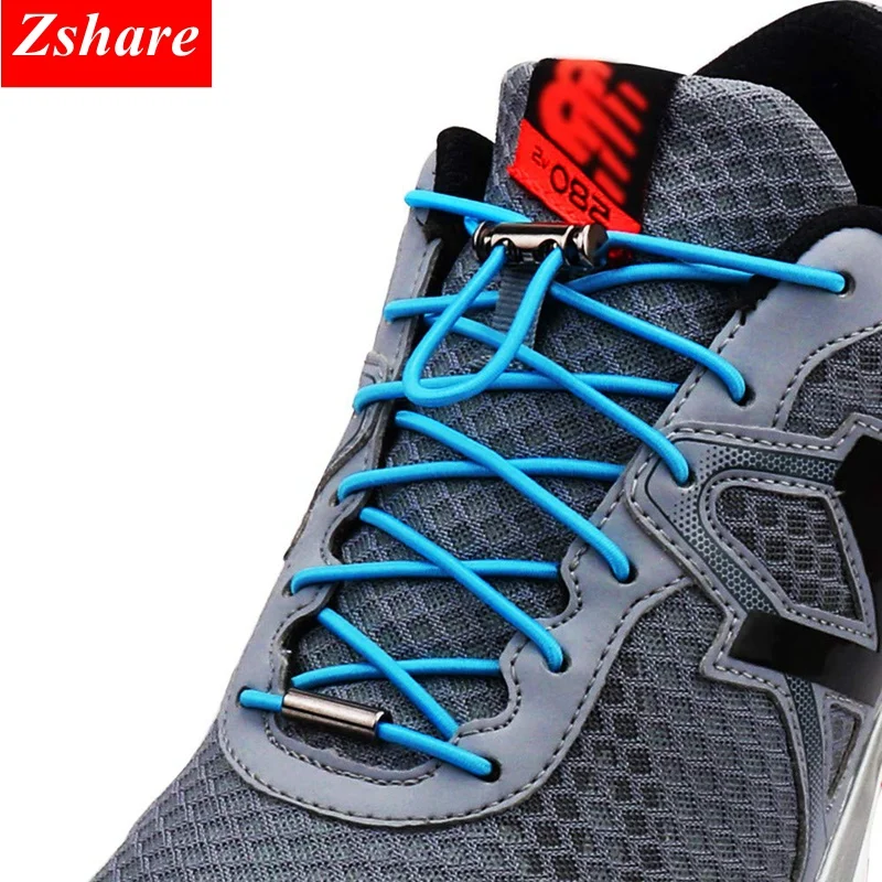 1Pair Quick Shoelaces Elastic No Tie Shoe Laces Round Sneakers Shoelace Kids Adult Unisex Lazy Laces 18 Color Strings Metal Lock