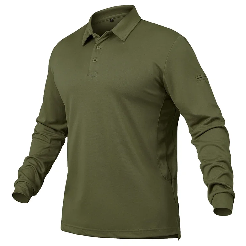 Men's Performance Long Sleeve Shirt Lightweight  Breathable Outdoor Hiking Fishing Polo Shirts UPF50+ Pique Jersey Golf Shirt