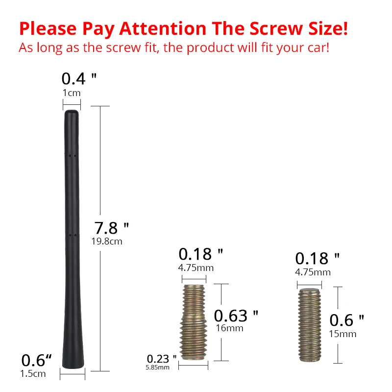 7/9/11/16 Inch Car Antenna Whip Antenna M5 M6 Screw Auto Radio Antenna Car Mast Whip For BMW Mazda For Toyota Corolla Volkswagen