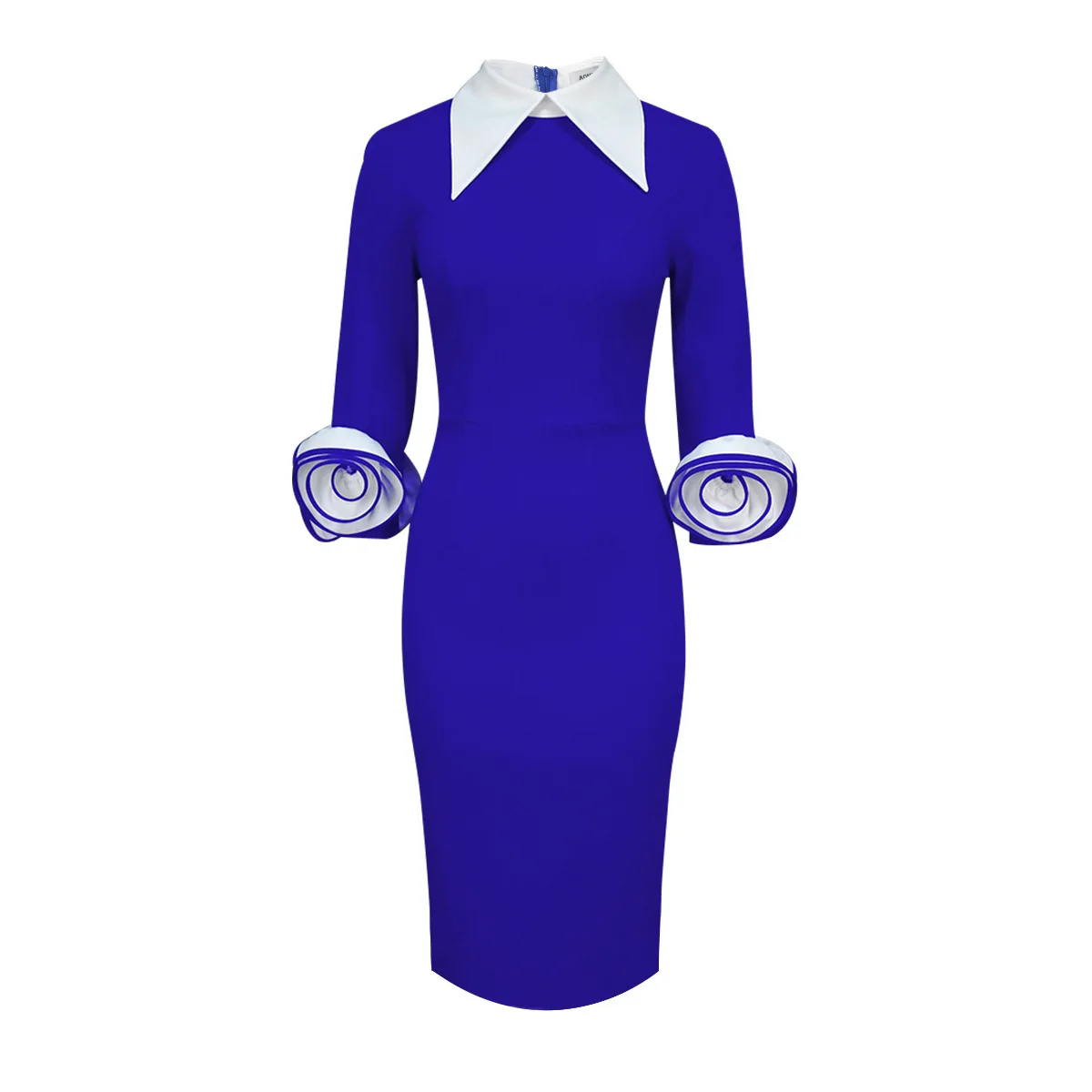 Am050125colorบล็อกTurn-Downคอยาวแขนยาวชุด3dดอกไม้พรรคBodycon Dress 2025 ฤดูร้อนชุดRobe Vestidoผู้หญิง