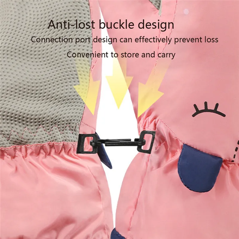 Wecute-guantes de nieve impermeables para niños, manoplas cálidas de Color sólido con orejas de dibujos animados, aislamiento térmico, a prueba de