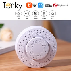 Tuya Zigbee  3.0 Air Housekeeper Air Quality Monitor 5 In 1 Formaldehyde VOC CO2 Temperature Humidity Smart Home Detector Sensor