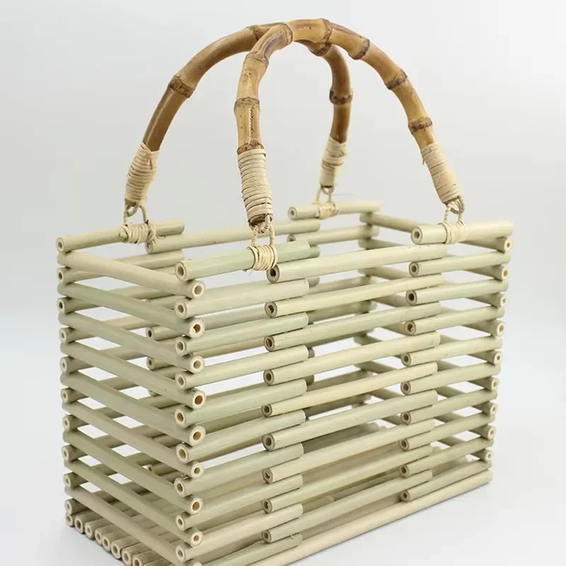 Natural Bamboo Woven Basket Hollow Design Fruit Storage Container Handmade Eco Friendly Kitchen Organizer Decorative Bowl