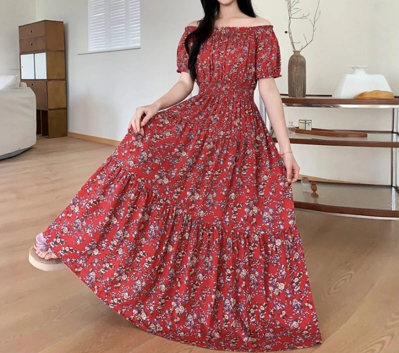 새로운 인도 드레스 여성 의류 여름 보헤미안 롱 빈티지 섹시 한국 패션 캐주얼 보헤미안 플로럴 로브 여성용 드레스
