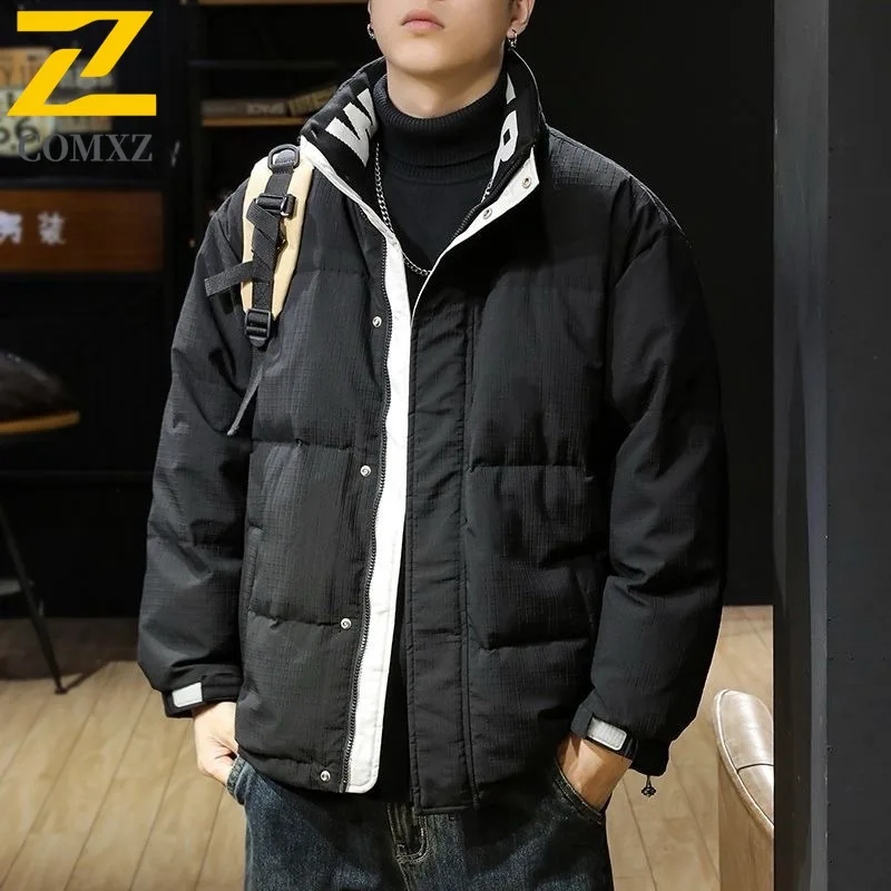 COMXZ Men Bread Jacket 2025 Lightweight Top Street Ski Casual Cold-Resistant Hiking Puffer Jacket Simple Snow Winter Jackets