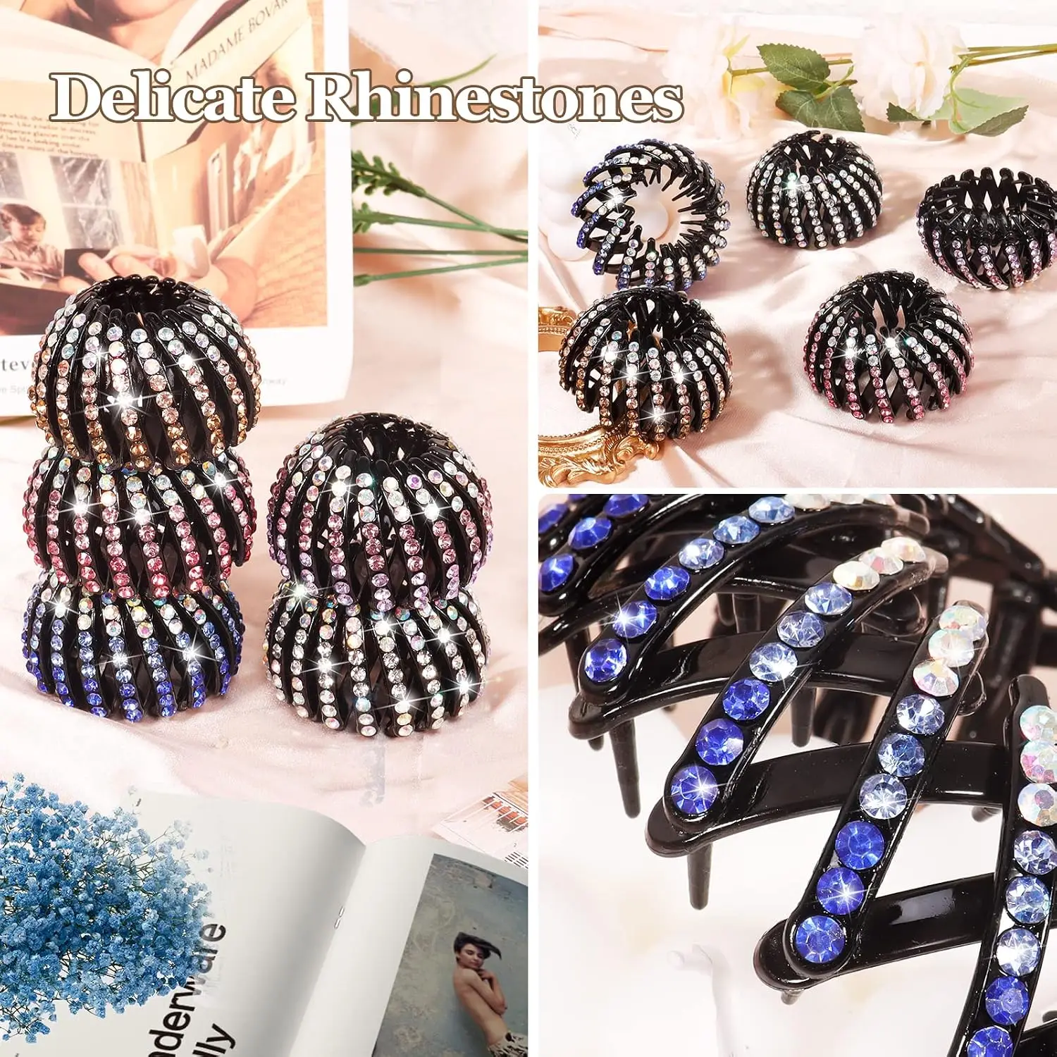 5 Pcs Bird Nest Hair Clips Holder Ponytail Holder Bun Barz Bun Clip Accessories for Women and Girls (Color-5) view 5