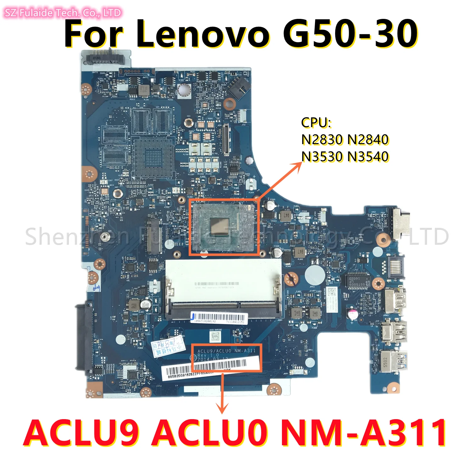 ACLU9 ACLU0 NM-A311 Mainboard Cho Lenovo G50-30 Laptop Bo Mạch Chủ Với N2830 N2840 N3450 N3530 CPU DDR3 Thi Tốt