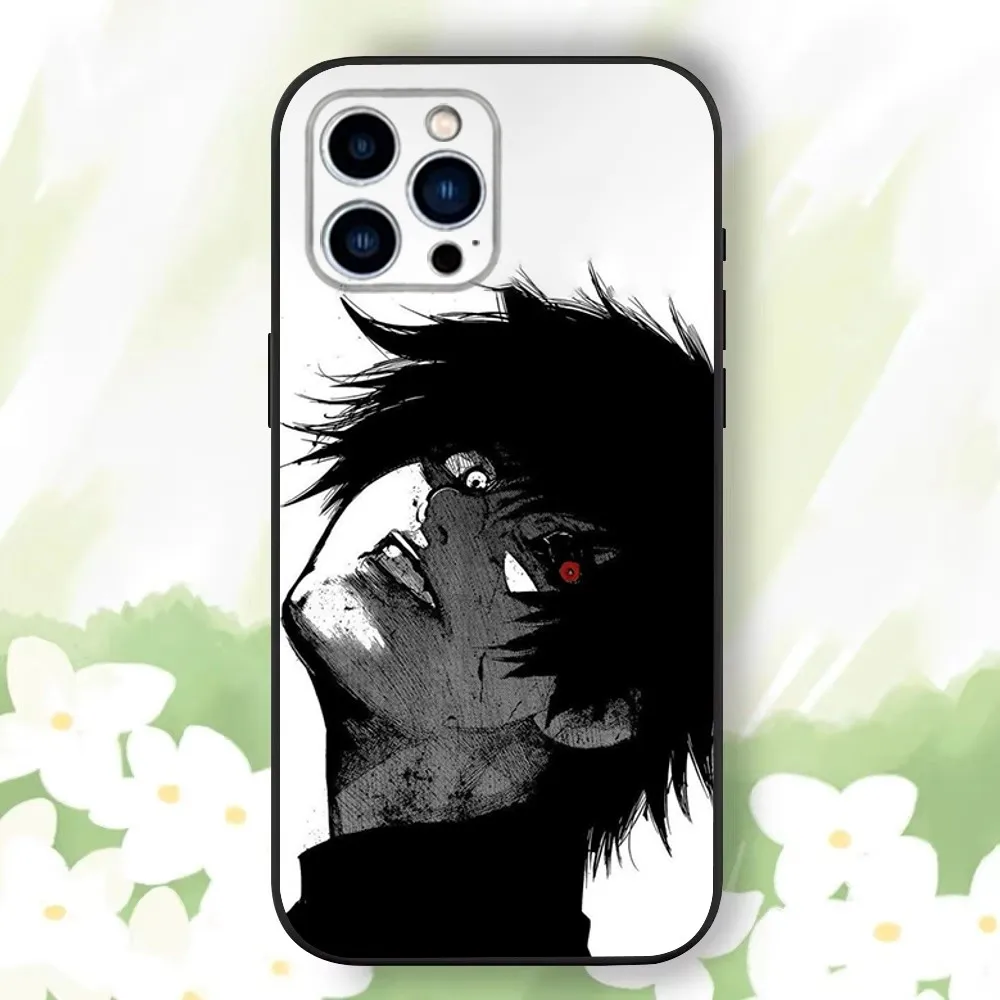 Anime Kens K-Kaneki M-Manga Phone Case For iPhone 16,15,14,13,12,11 Plus,Pro Max,XS,X,XR,SE,Mini,8,7，Soft Silicone Black Cover