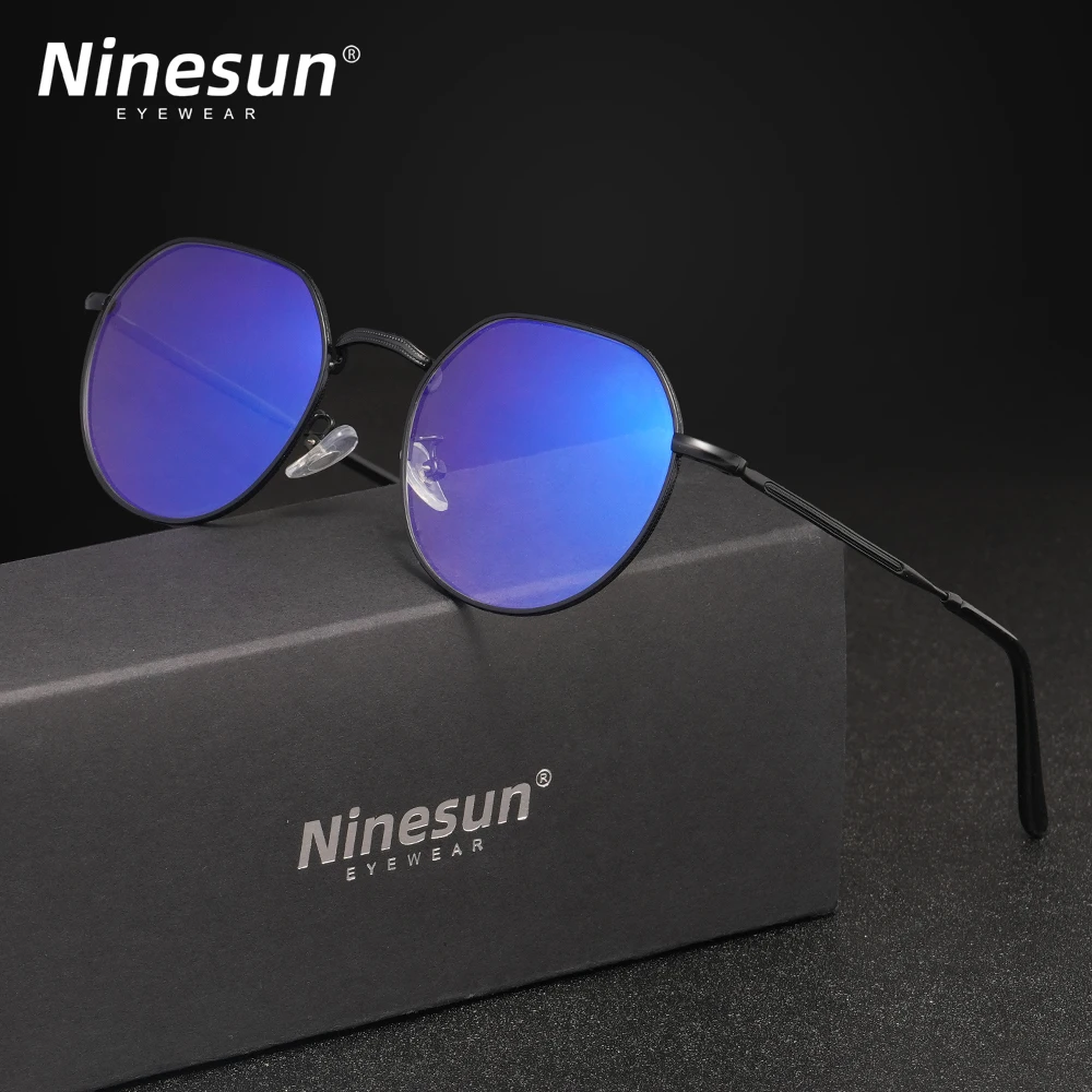 NINESUN Klassische Anti-Blaulicht-Brille, runder Rahmen, Damenmode, Computer, Blue Ray Blocking, transparente optische Linse