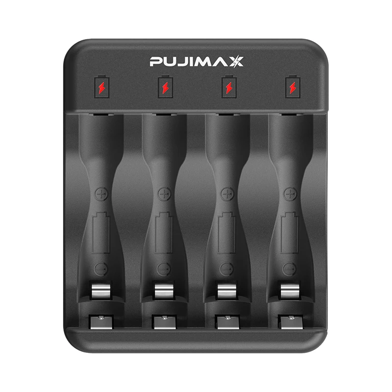 PUJIMAX Battery Charger 1.2V AA/AAA Battery Charger 4 Slots  Ni-MH NiCd Batteries With LCD Smart Display Rechargeable Batteries