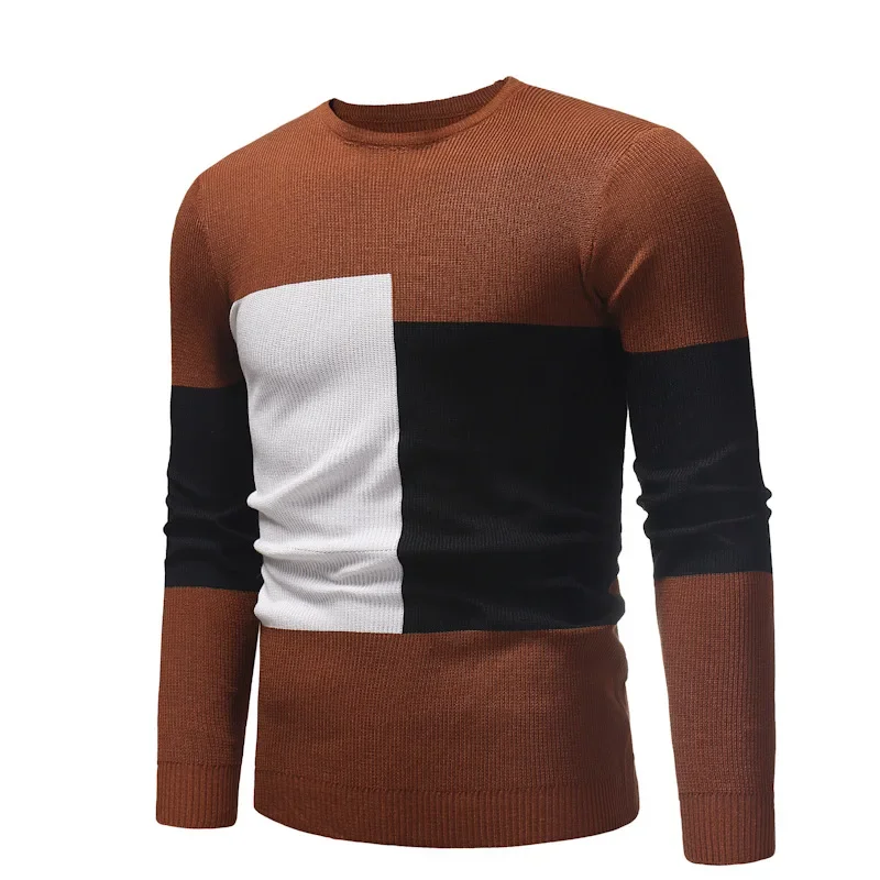 

2023 Autumn/Winter New Fashion and Comfortable Foundation Round Neck Men's Contrast Sweater Knit