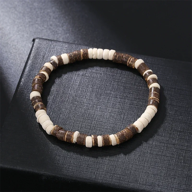 Ethnic Round Yoga Meditation Cocoanut Shell Beaded Bracelet Handmade Charm Tibetan Buddha Elastic Bracelet Men Jewelry