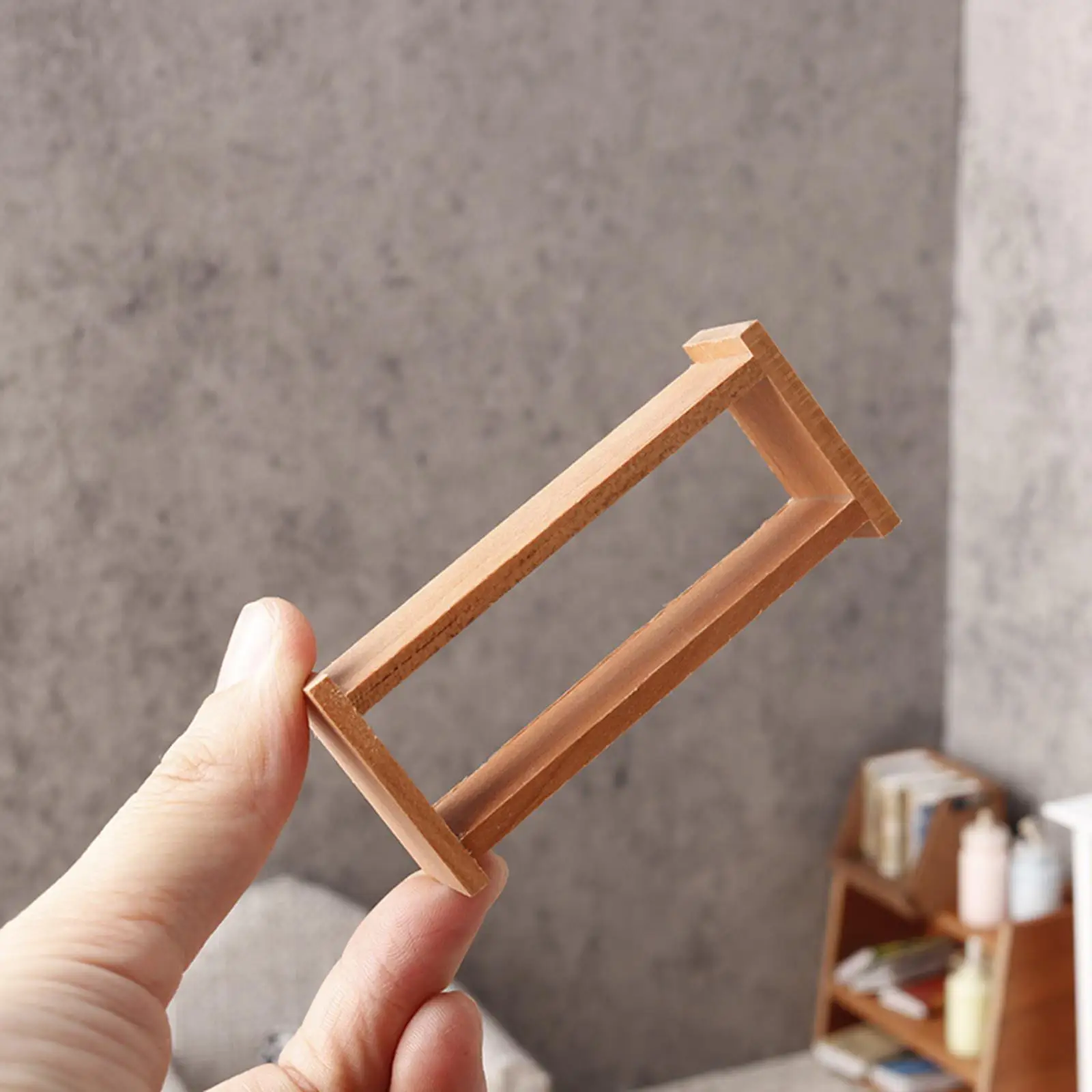 Dollhouse Storage Shelf 1/12 Scale DIY for Displaying Accessories Dolls House Bookshelf Cherry Wood Tabletop Storage Rack Decor