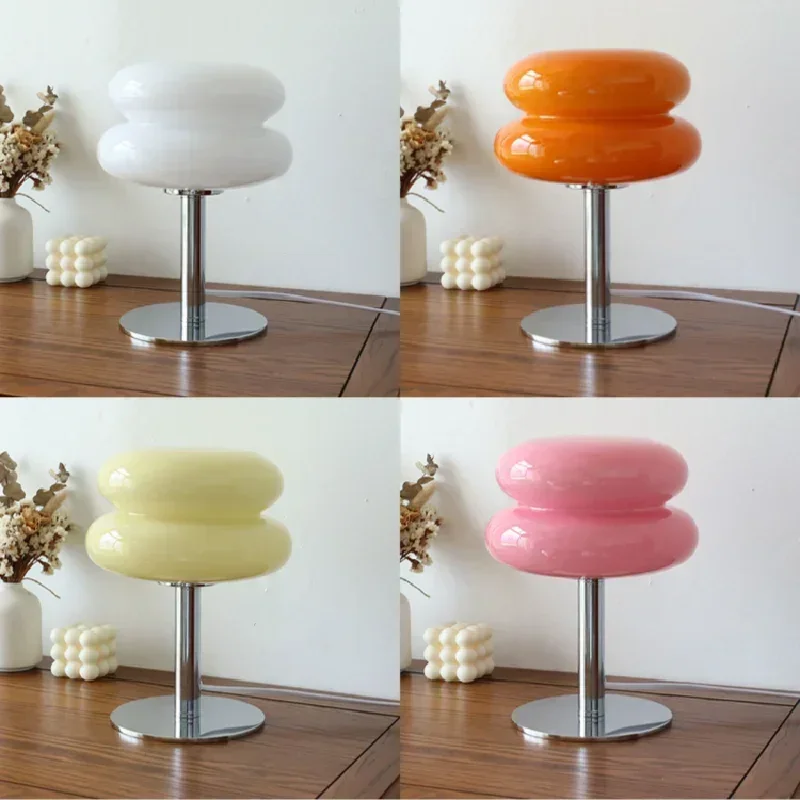 Glass Hamburger Table Lamp Bedroom Bedside Study Reading Led Night Light Home Lollipop Decor Atmosphere Stained USB Desk Lamp