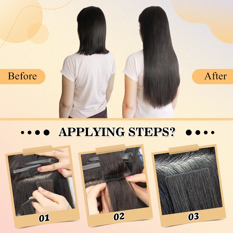 Neitsi Straight PU Skin Weft Invisible Tape In Remy Hair Extensions Natural Human Hair 12\'\' 16\