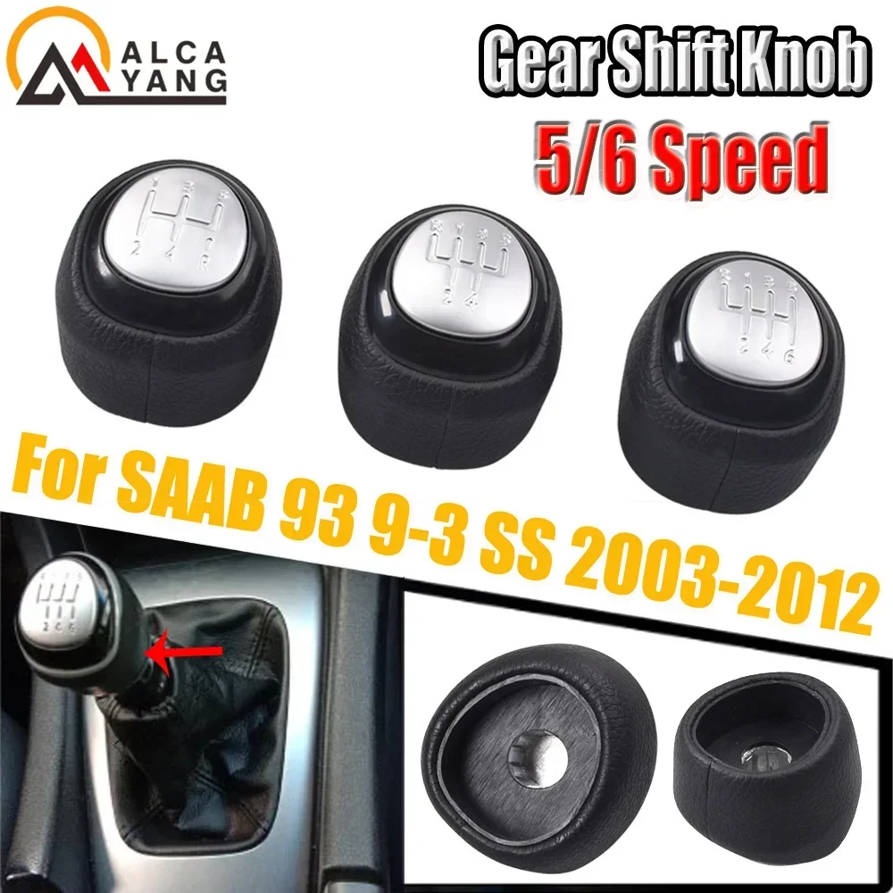 Accessories For SAAB 93 9-3 SS 2003-2012 Car Styling 5 6 Speed Gear Shift Knob Leather Lever Shifter