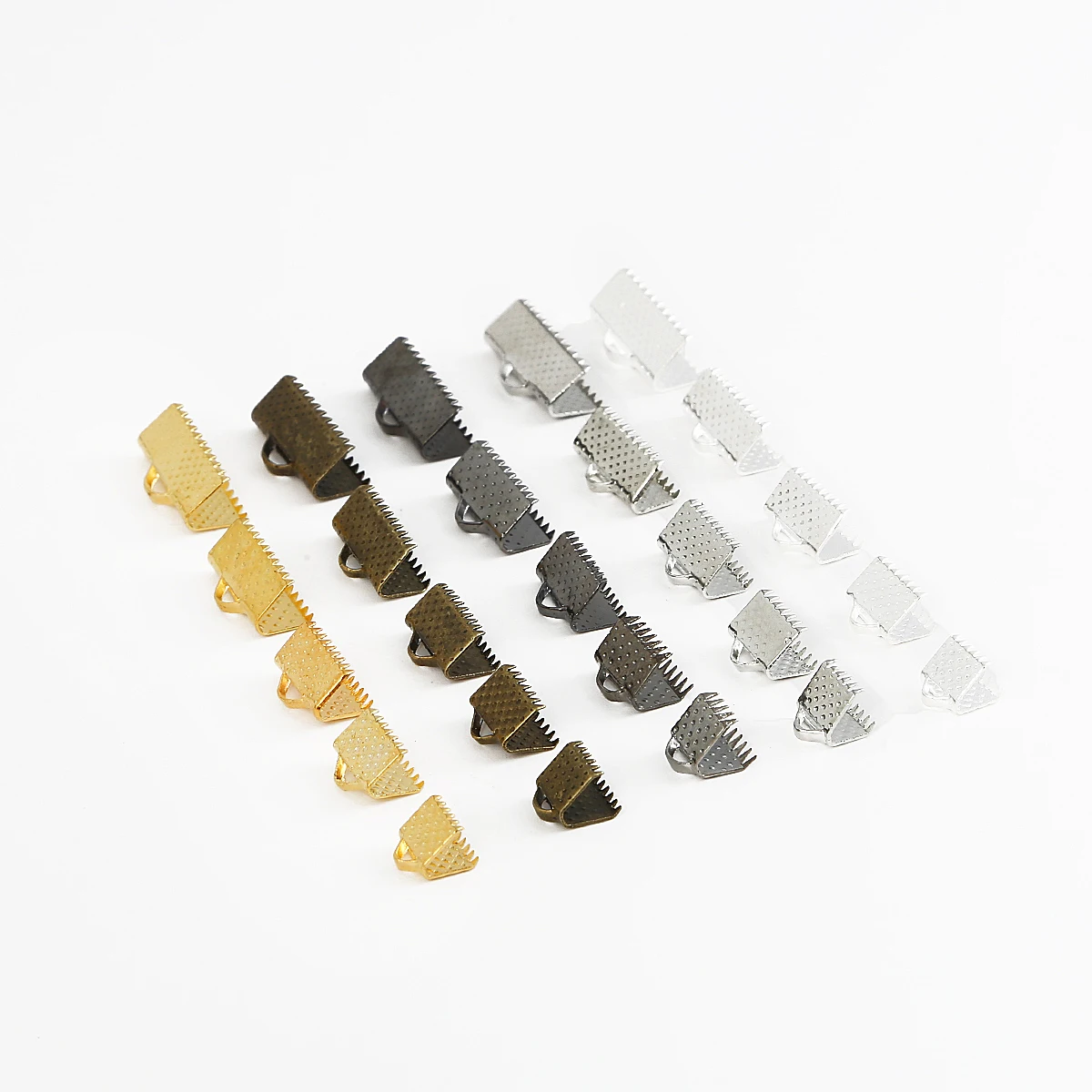 

50pcs Crimp Beads Cove Clasps Cord End Caps String Ribbon Leather Clip Foldover Connectors Supplies For DIY Jewelry Findings