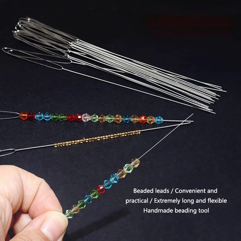 7Pcs Ultra-fine Beading Needle Set Twisted Wire Threading Tool for Small Beads Long Steel Needles for Jewelry Bracelets