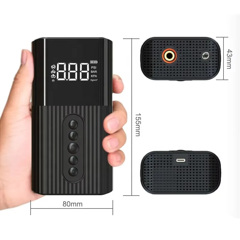 Rechargeable Bike Tire Inflator, Presta Valve Compatible Fast Inflate Deflate 6000mAh Portable Air Pump