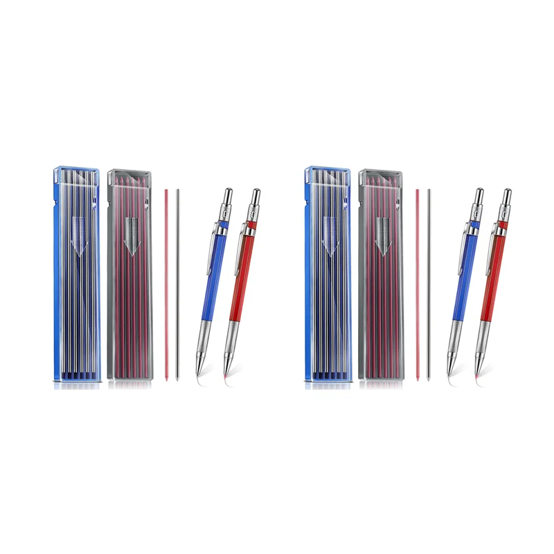 4 Pcs Streak Welders Pencil With 48 Pcs 2Mm Refills Mechanical Pencil With Built In Sharpener Carpenter Pencils