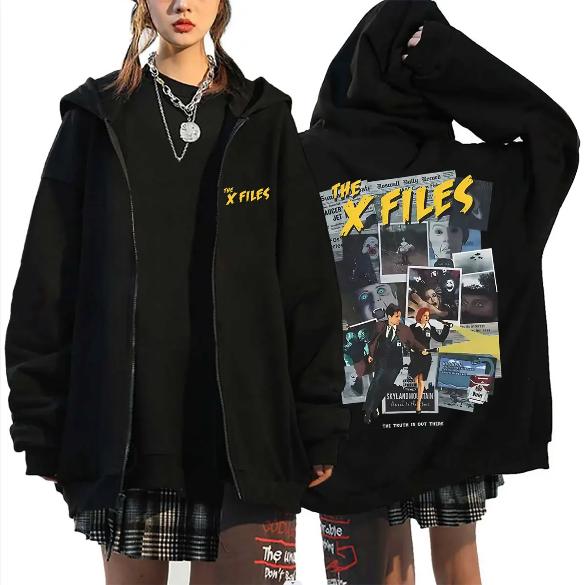 Sweat à capuche zippé pour homme, motif film The X Files The Truth Is Out There, en molleton de coton décontracté, style vintage