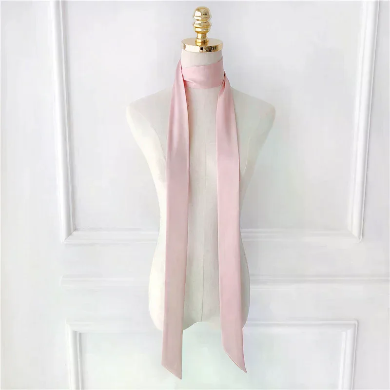 

Атласный шелковый узкий шарф, шейный платок, однотонные шейные шарфы, длинный шелковый тонкий шарф, повязка для волос на голову, сумка, ленты, повязки на голову, сделай сам