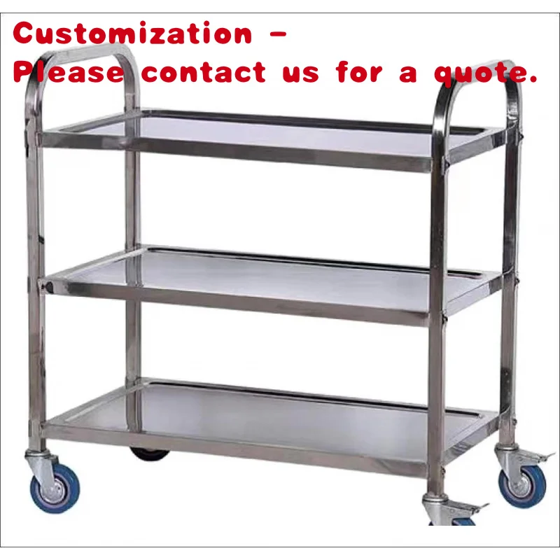 custom.High-quality Wheeled Easy to Move 304 Stainless Steel Multi-layer Cart Thickened Hotel Restaurant Stall Troll