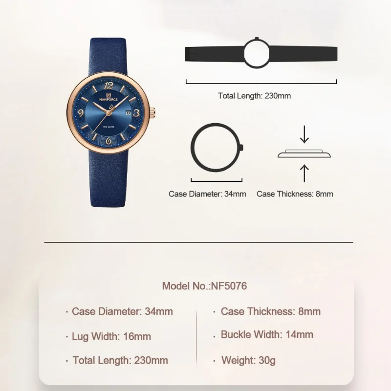 NAVIFORCE New Women Daily Quartz Watch Lightweight Floral Dial 3ATM Waterproof PU Strap Elegant Lady Wristwatch Relogio Feminino view 4