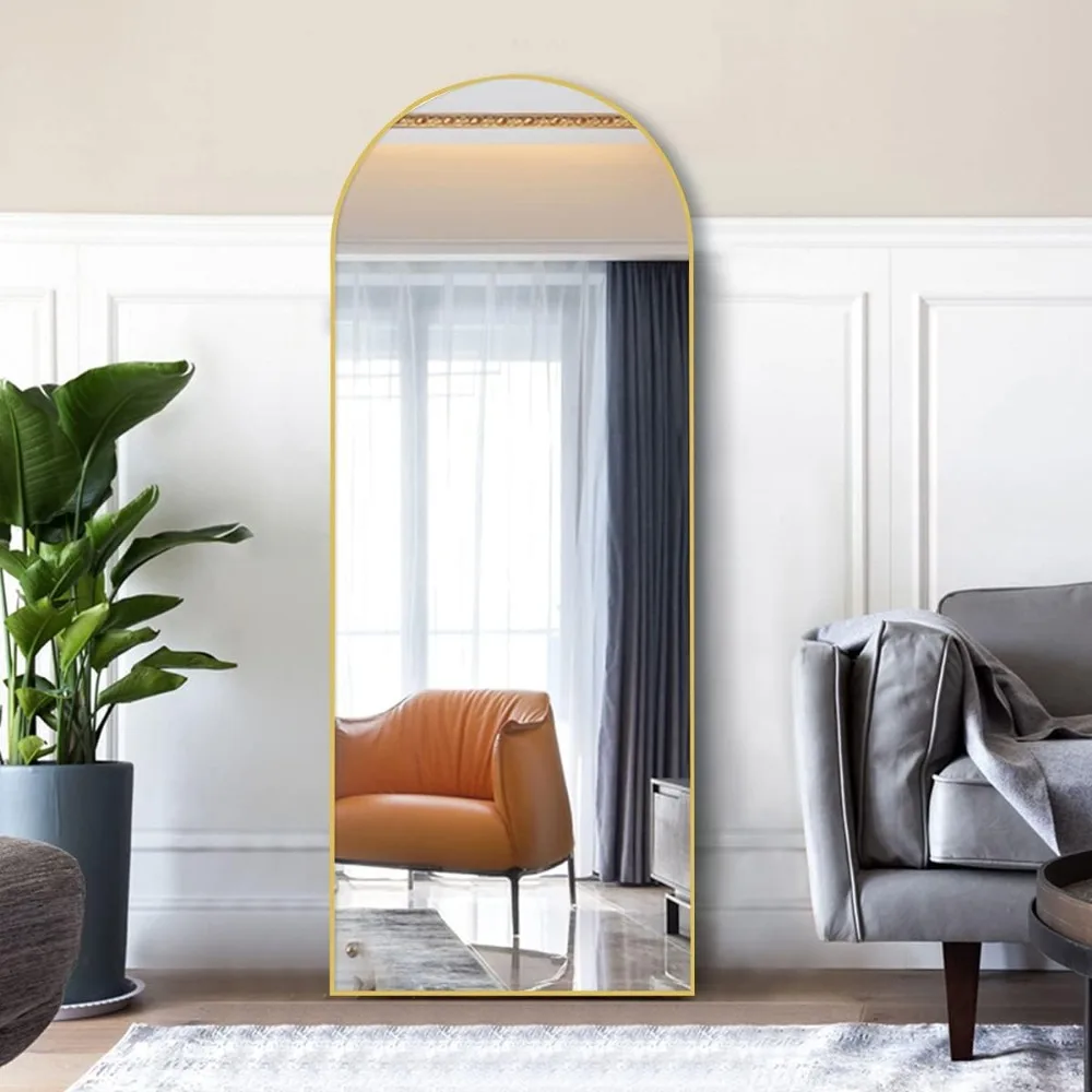 Miroir de sol avec cadre en alliage d'aluminium, suspension sur pied ou penchée sur le mur, miroir de corps pour sol et mur en B