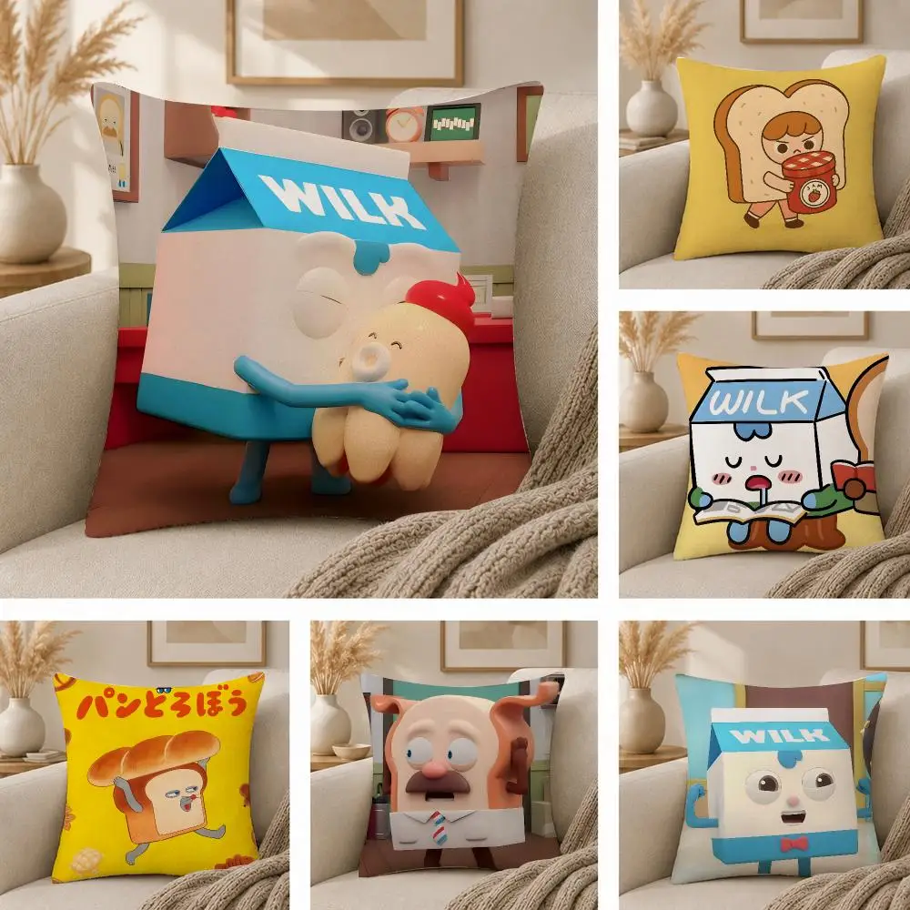 cartoon Bread Barbershop Cushion Cover  Plush Fabric Soft Double Sided Print Sofa Cushion Cover Throw Pillow Covers