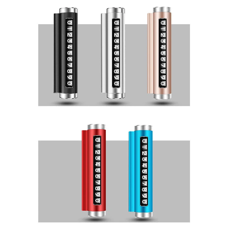1Pc Metal Car Temporary Parking Card Rotate Phone Number Plate Aluminum Stickers Park Stop In Car-styling Auto Accessories‘