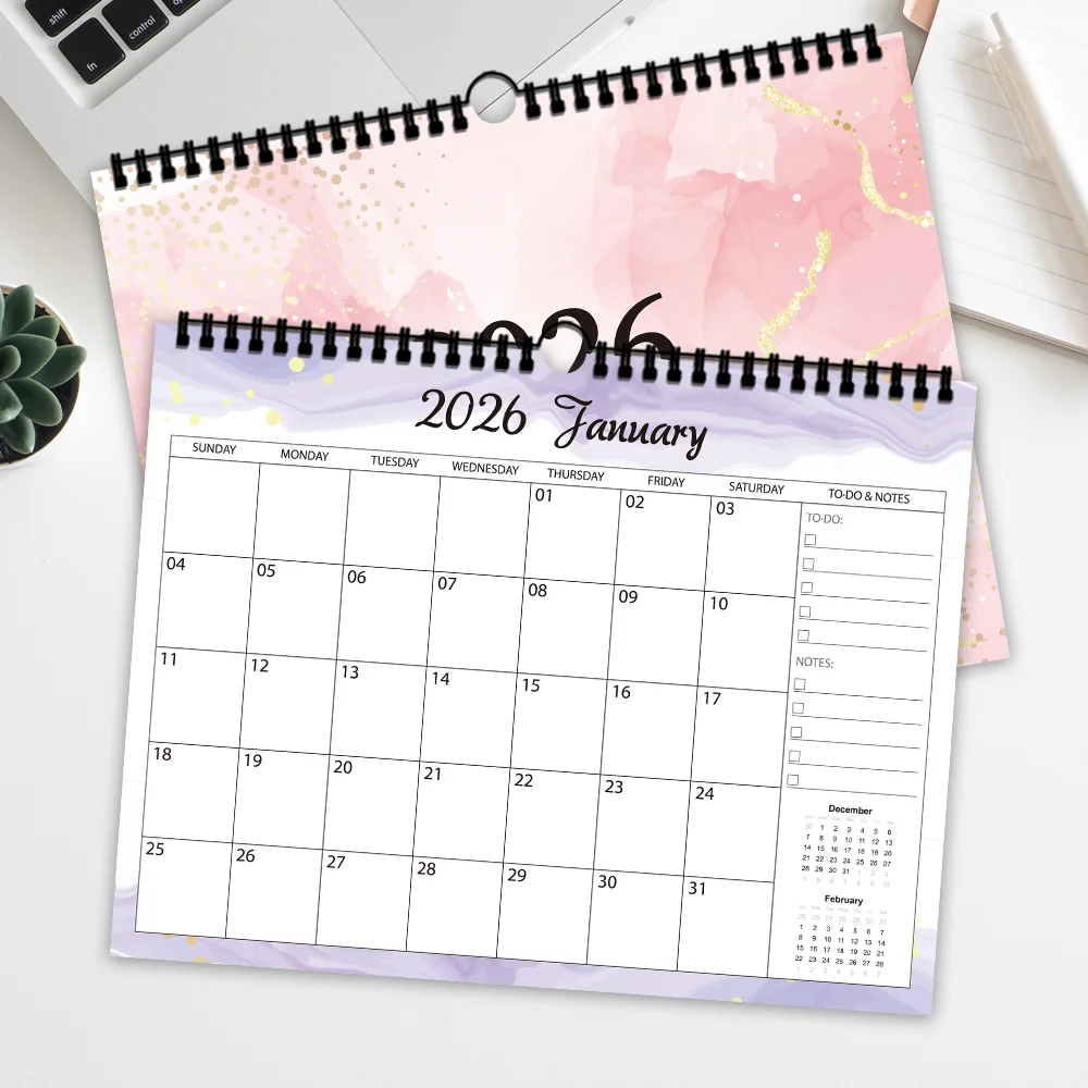 1 قطعة تقويم حائط 2026، تصميم بسيط بألوان مائية، مخطط شهري لمدة 12 شهرًا، هدية مثالية لأعياد الميلاد وعيد الميلاد ورأس السنة الجديدة