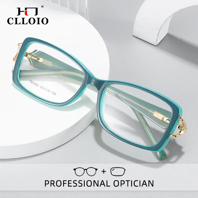 

CLLOIO Trendy Durable Everyday Wear Anti Blue Light Women Myopia Glasses TR90 Rectangle Progressive Prescription Reading Glasses