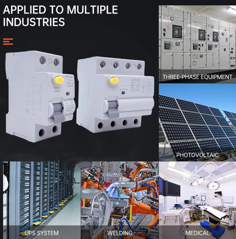 NEW Type B RCCB RCD ELCB 2Pole 4 Pole 40A 63A DC Earth Leakage 10KA 130MA 100MA 300mA RCD Circuit Breaker DC6MA AC MCB RCBO