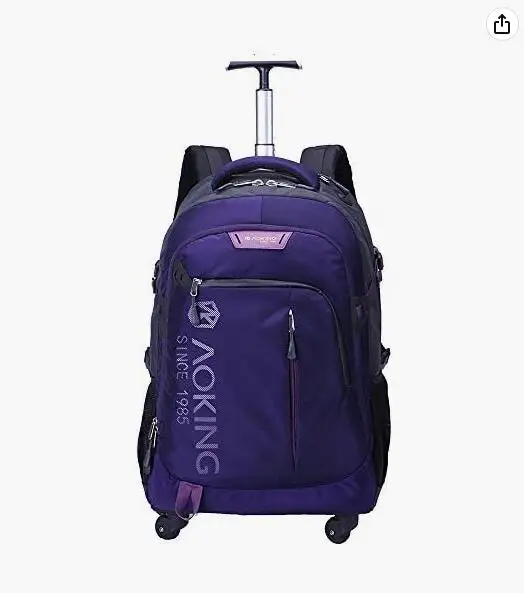 AOKING Brand Rolling Wheeled Backpack for men women  20/22″ Water Resistant Laptop Compartment Trolley Bag Carry on luggage bags