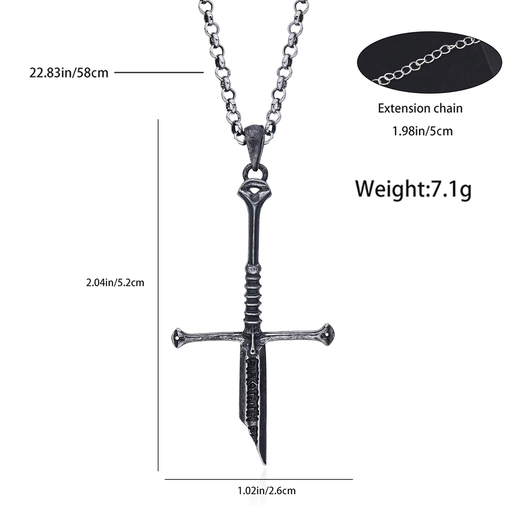 Lord of the Narsil Necklace Vintage Broken Sword Cool Pendants Rings King Movies PJewelry Gift for Women Men Boys Fans