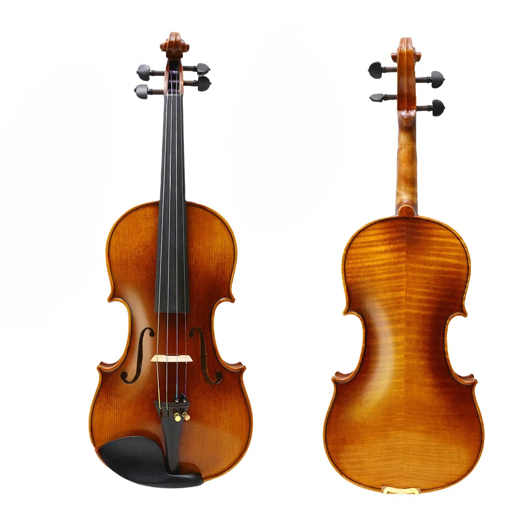 

Handmade Violin New 4/4 Full Size Solid Flame Maple With Brazilian Wood Bow Lightweight Durable Case Spruce wood Top