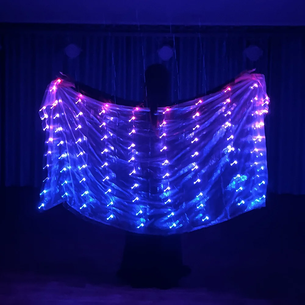 Led Veils Light Colorful Silk Performance Props Accessories Rainbow Rectangle Belly Dance Circus Costumes Festival Show