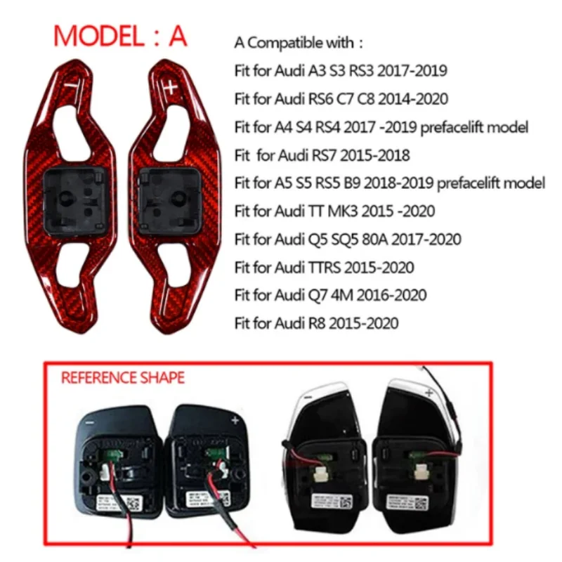 

SK CUSTOM For Audi Carbon Fiber Steering Wheel Shift Pads Replacement Installation A3A4S5 RS3 B8 A6 TT R8 Modified Shift Pads