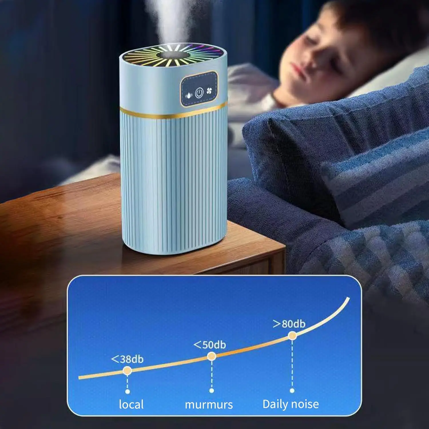 Witn Night Light, Upgrade  for Bedroom and Large Room, 1.1L Cool Mist Humidifier for Teens, Bedroom, Dorm Rooms, Living Rooms, O