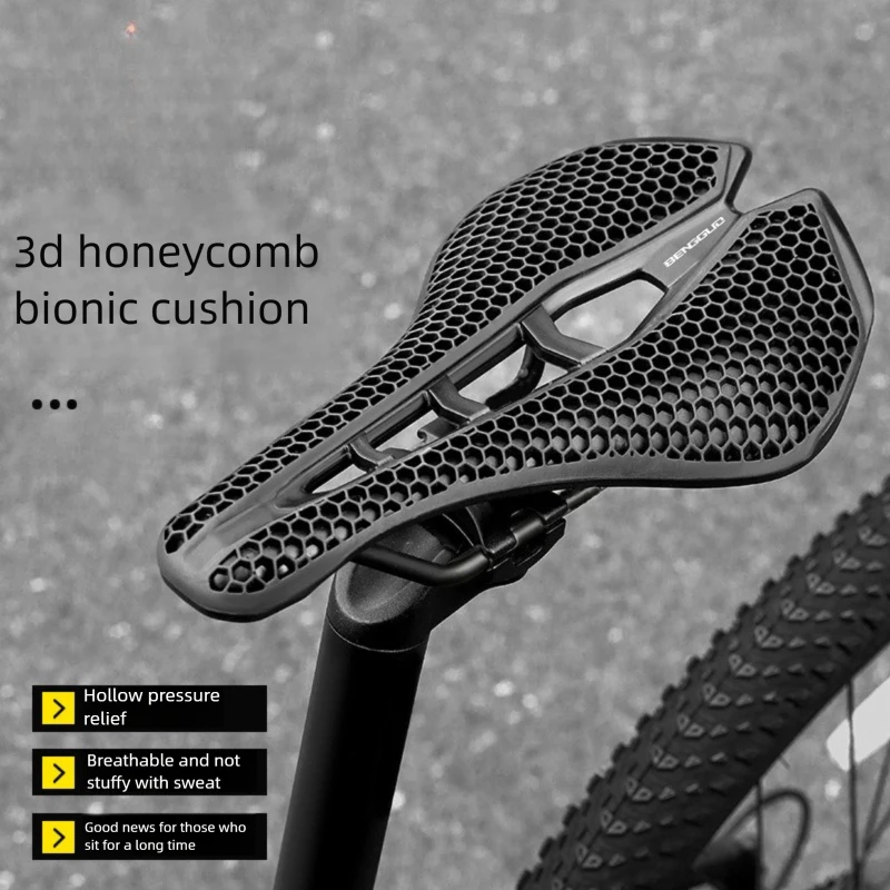 

Bicycle Seat Cushion 3D Honeycomb Shock-Absorbing Hollow Breathable Universal MTB Road Bike Saddle Pad For Comfortable Cycling