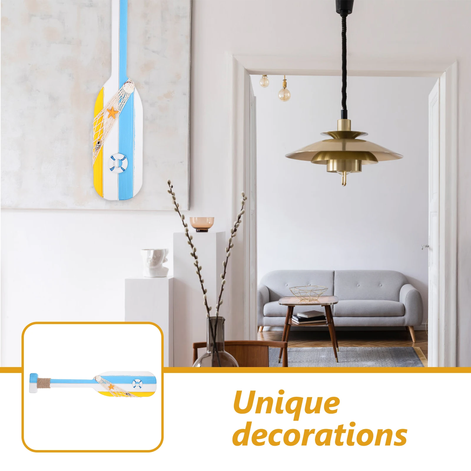 Decoración de remo de madera, adorno colgante de pared náutico de playa de estilo mediterráneo, decoración de paleta, accesorios para el hogar, calidad hecha a mano