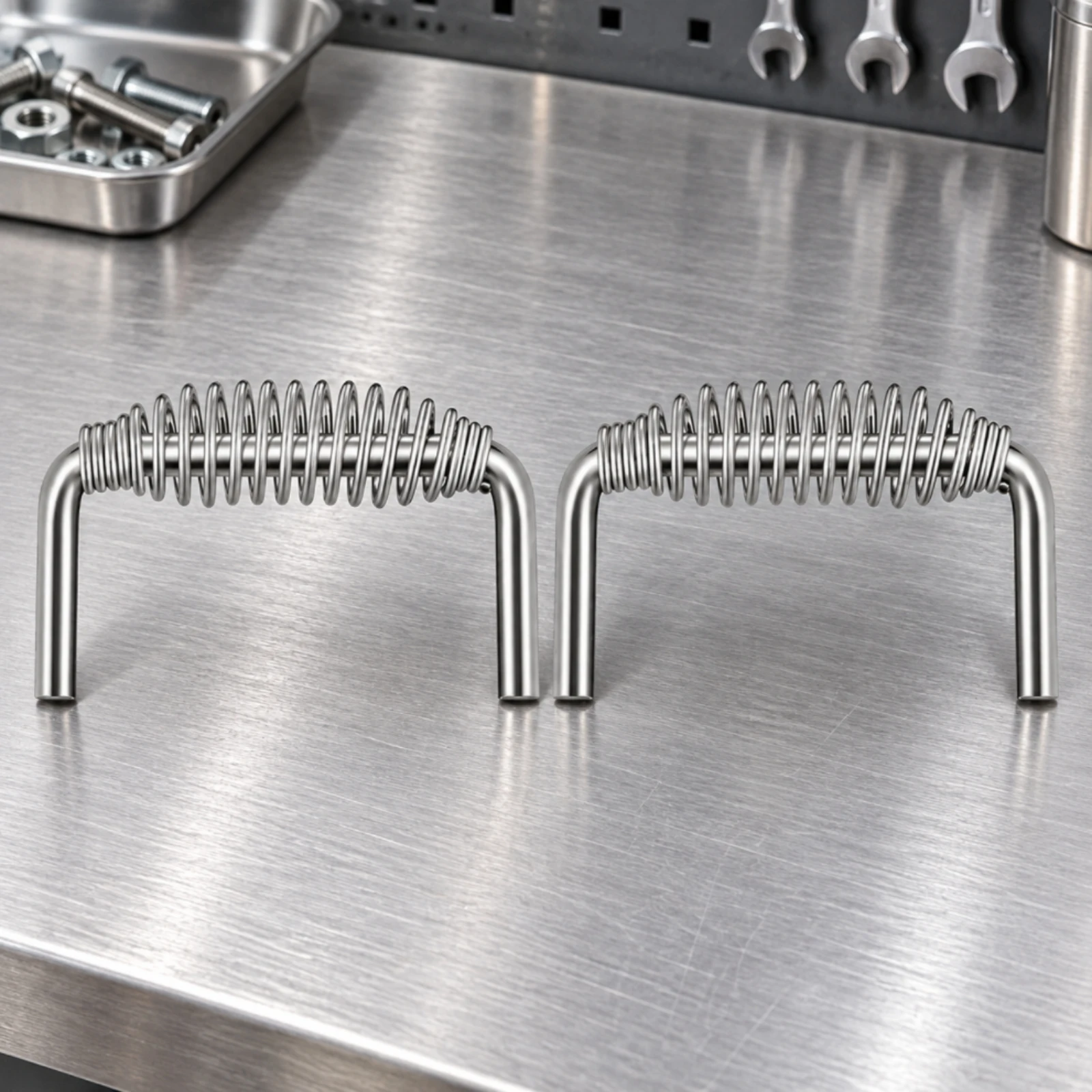 2 Pieces U-Shaped Grill Handle Heavy Duty Carbon Steel Grill Handle with Stainless Steel Spring Sturdy Flush