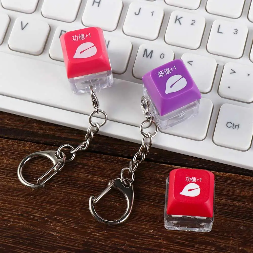 LED Wooden Fish Keyboard Keychain Wooden Fish ABS Mechanical Keyboard Key Chain Keyboard Button Keyboard Switche