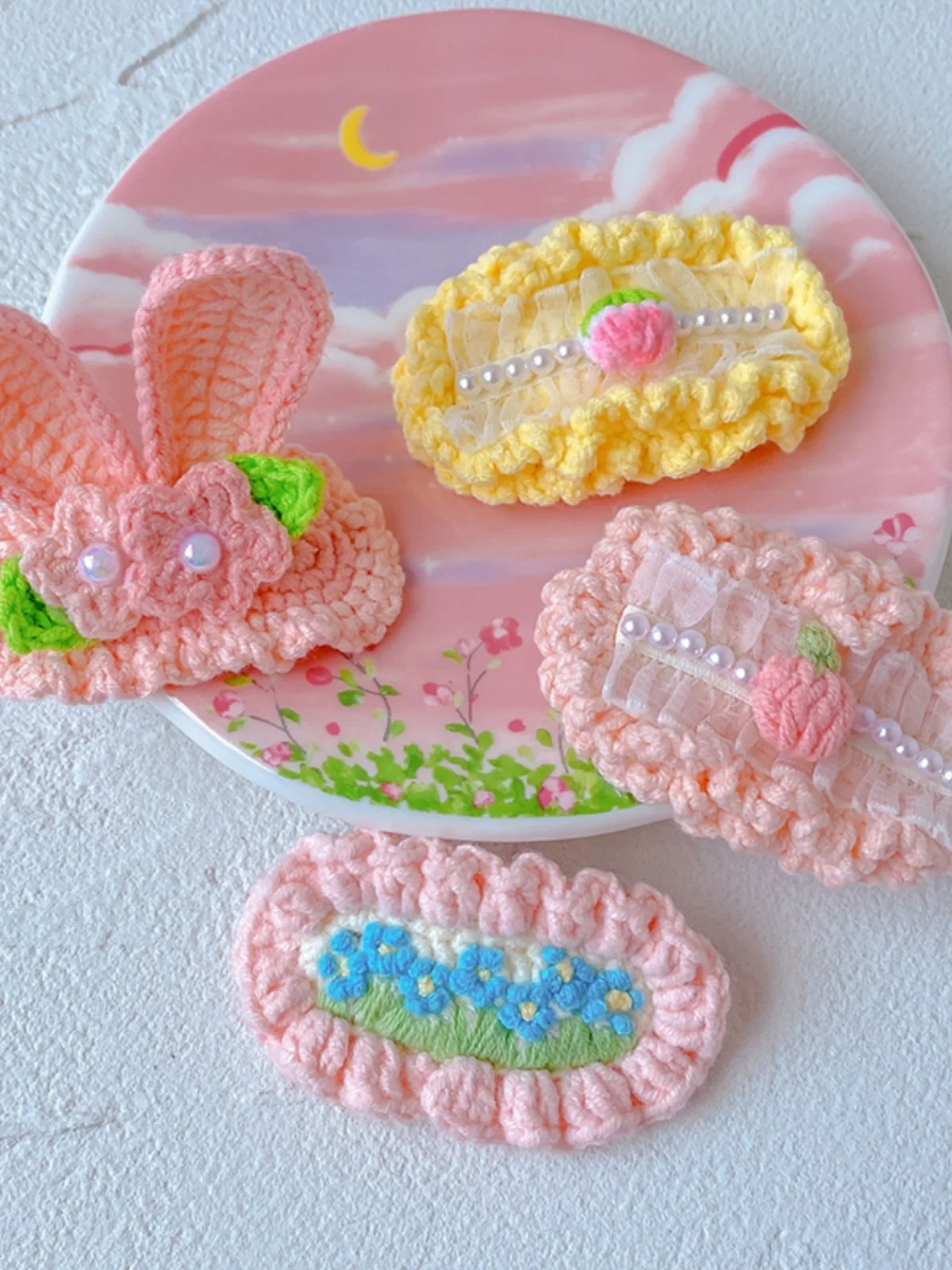 

Handmade Crochet Embroidery Hair Clip Super Cute Children's Hair Accories Pink Woolen Hairpins Fre Girl Heart Korean Sle