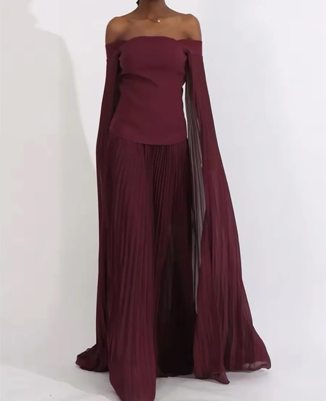 

Customized Long Chiffon Evening Dresses with Cape Mermaid Boat Neck حزب اللباس Zipper Back Floor Length Prom Dresses for Women